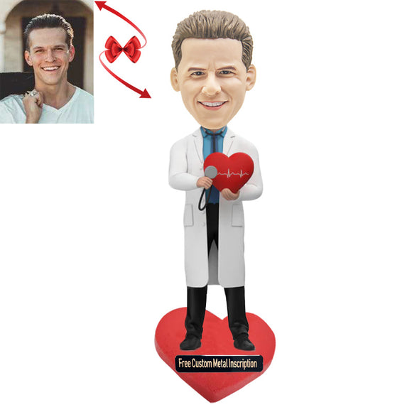 A Cardiologist Custom Bobblehead with Free Metal Inscription