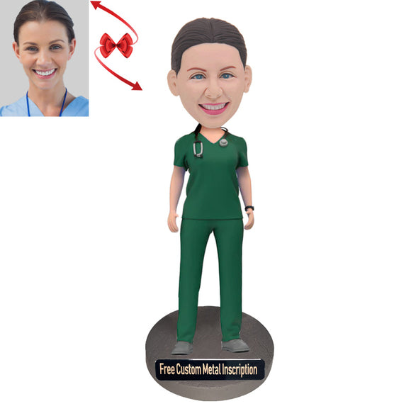 A Competent Doctor Custom Bobblehead with Free Metal Inscription