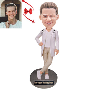 A Confident Doctor Custom Bobblehead with Free Metal Inscription