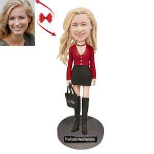 A Graceful Woman Custom Bobblehead with Free Metal Inscription