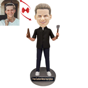 A Highly Skilled Chef Custom Bobblehead with Free Metal Inscription