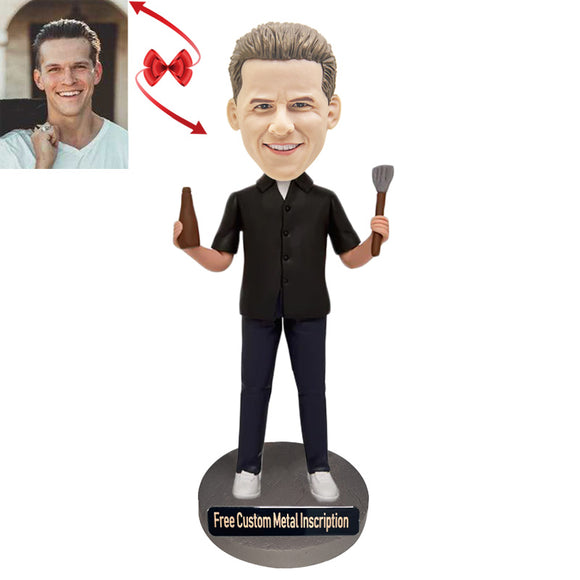 A Highly Skilled Chef Custom Bobblehead with Free Metal Inscription