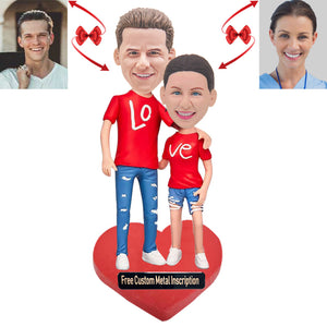 A Loving Couple Custom Bobblehead with Free Metal Inscription