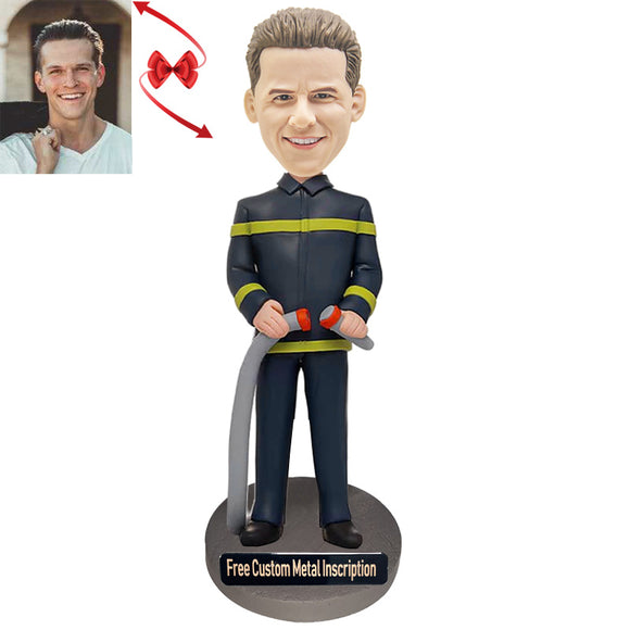 A Reckless Firefighter Custom Bobblehead with Free Metal Inscription