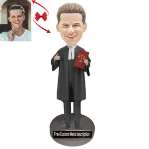 A Upright Judge Custom Bobblehead with Free Metal Inscription