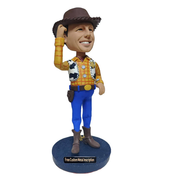 Cool Denim Custom Bobblehead with Free Metal Inscription