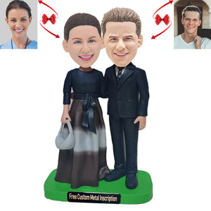 Couples Attending the Party Custom Bobblehead with Free Metal Inscription