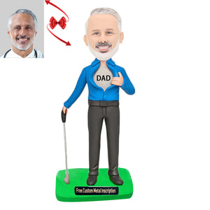 Dad's Golf Custom Bobblehead with Free Metal Inscription