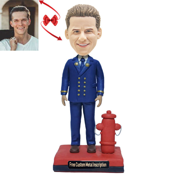 Firefighter Custom Bobblehead with Free Metal Inscription