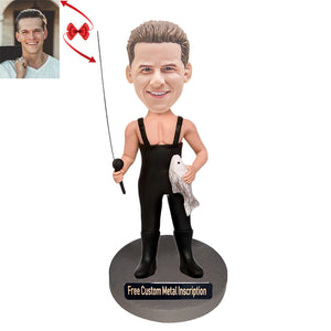 Fishing Expert Custom Bobblehead with Free Metal Inscription