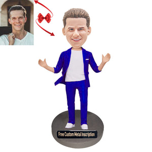 Modern Business Man Custom Bobblehead with Free Metal Inscription