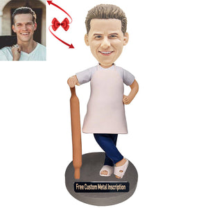 Pastry Chef Custom Bobblehead with Free Metal Inscription