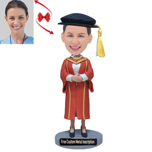 PhD Graduate Custom Bobblehead with Free Metal Inscription