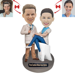 The Dentist Couples Custom Bobblehead with Free Metal Inscription