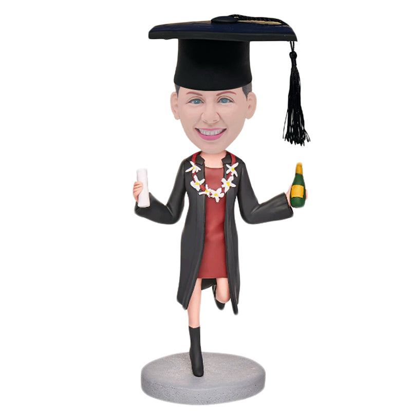 Custom Bobblehead Female Happy Graduate, College Graduate cheapest Custom Bobblehead,Girlfriend birthday present, Girlfriend anniversary gift