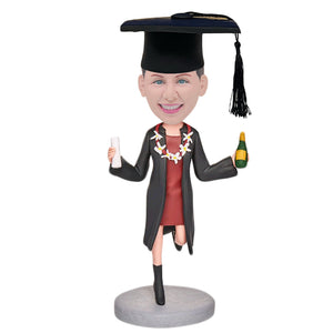 Girl Celebrating Graduation Custom Bobblehead